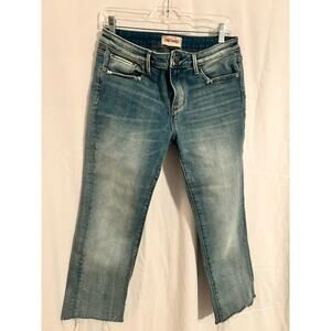 Driftwood Ladies Distressed Straight Leg Size 28 Jeans Raw Heam